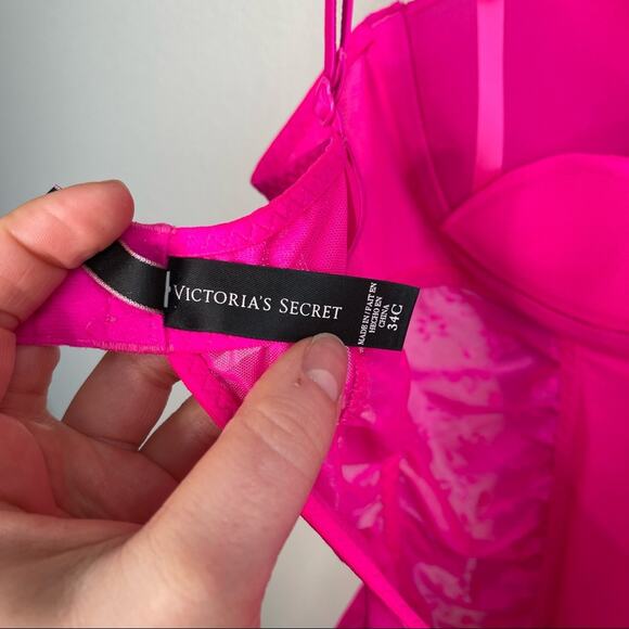 Victoria's Secret "Sexy Little Things" Hot Pink Corset Lingerie Bustier 34C - Picture 8 of 10